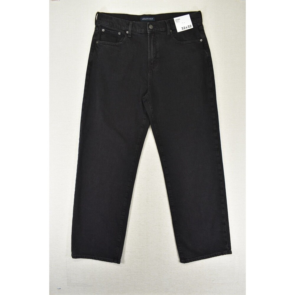 Aeropostale Baggy Stretch Jeans NWT Mens 32x32 Black Wide Leg Denim